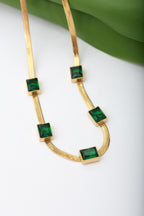 GOLD PLATED GREEN EMERALD NECKLACE