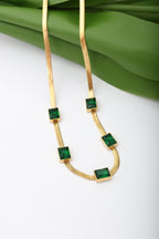 GOLD PLATED GREEN EMERALD NECKLACE