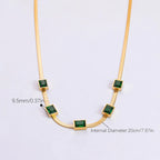GOLD PLATED GREEN EMERALD NECKLACE