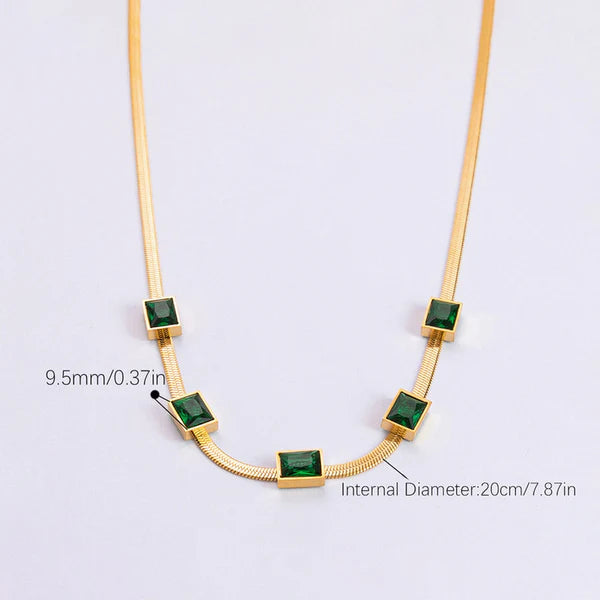 GOLD PLATED GREEN EMERALD NECKLACE