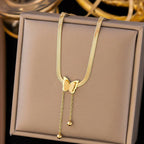 GOLD PLATED BUTTERFLY THICK CHAIN NECKLACE