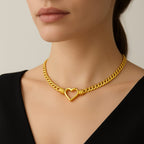 18 KT GOLD PLATED THICK HEART NECKLACE