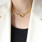 18 KT GOLD PLATED THICK HEART NECKLACE
