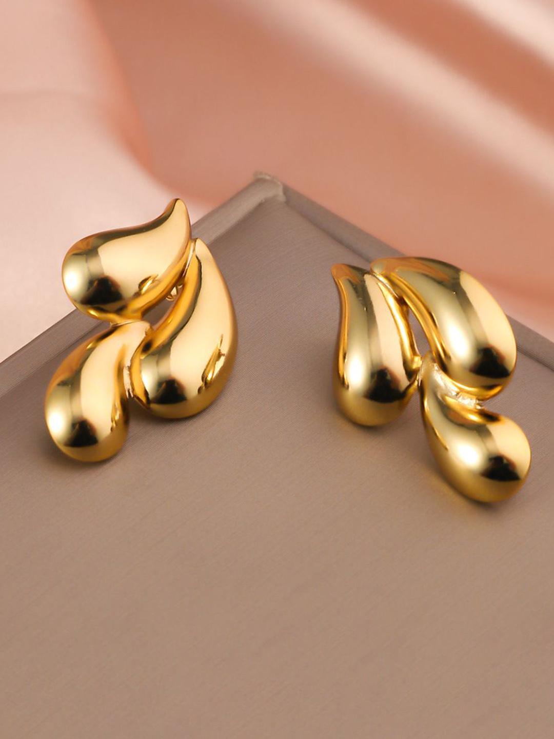korean style earring gold tone