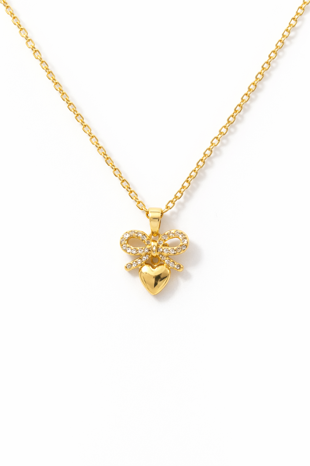 ANTI TARNISH NECKLACE HEART BOW