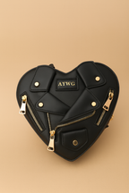 LEATHER HEART JACKET SLING BAG