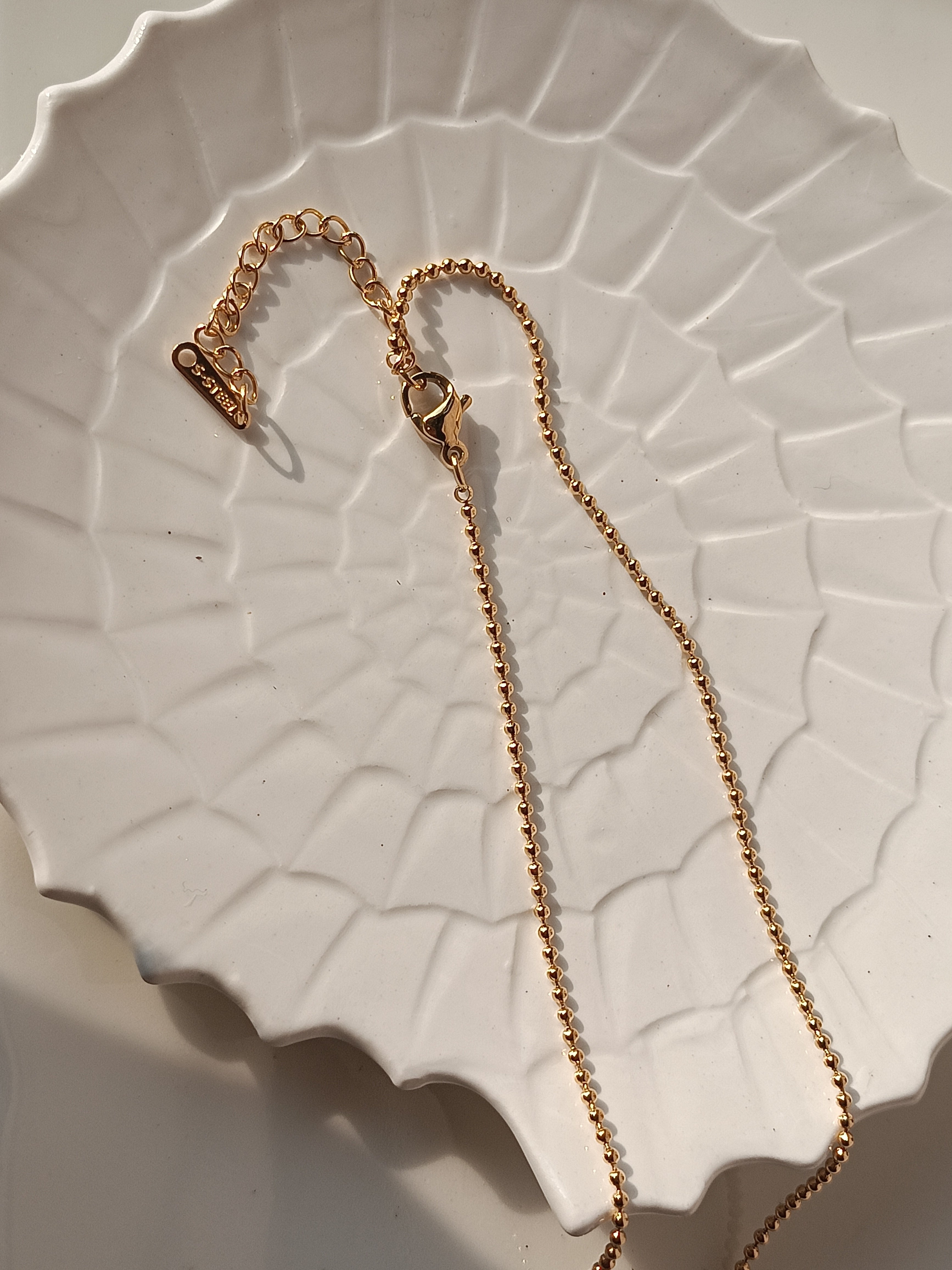 GOLD PLATED HEART WITH AD STUDED NECKLACE