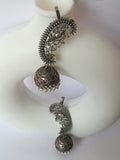 OXIDISED EARRING WITH EAR CUFF
