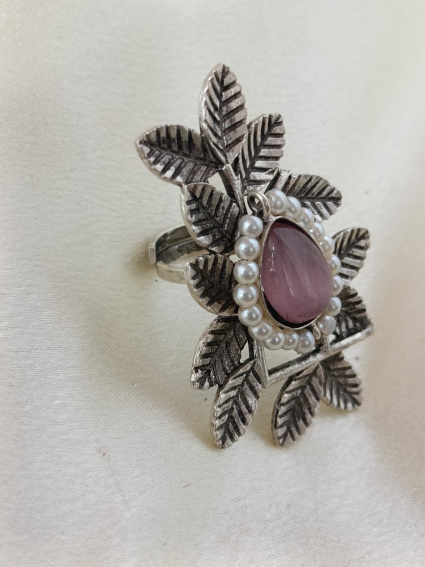 OXIDISED RING LEAF BIG